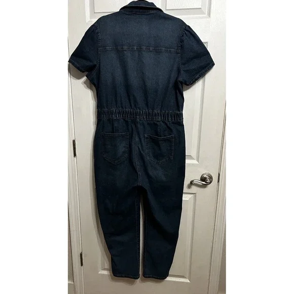 Celebrity Pink XXL Romper Jumper Denim Blue Jeans Dark Wash Western Button Up - Picture 11 of 14